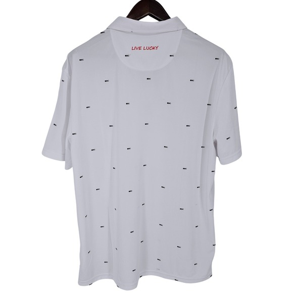 Black Clover Mens XXL Golf Polo Shirt White All Over Print Syntrel Performance - Picture 3 of 12